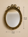 Antique Gold Oval Wall Mirror with Ribbon Crest