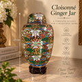 Vintage Floral Cloisonné Ginger Jar