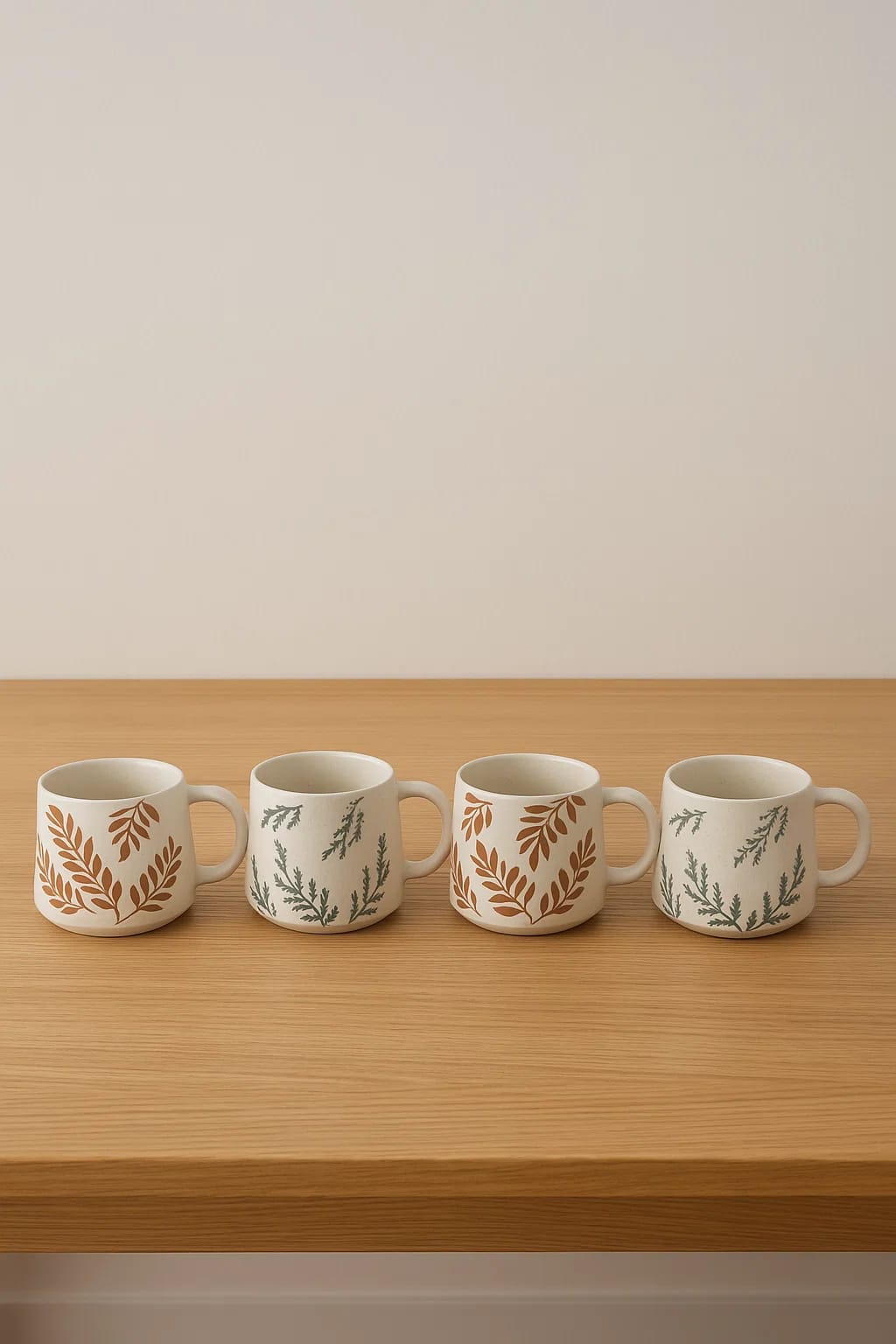 Stoneware Leaf Mugs