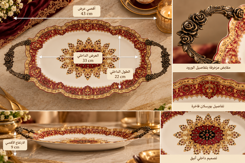 The Imperial Royale – Ruby & Gold Porcelain Serving Tray
