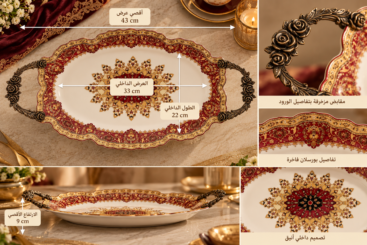 The Imperial Royale – Ruby & Gold Porcelain Serving Tray
