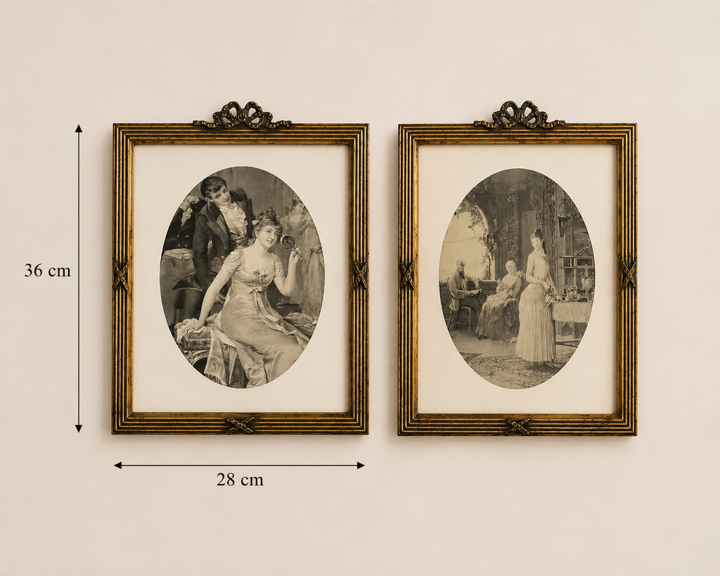 Vintage French Style Framed Gravure Pair