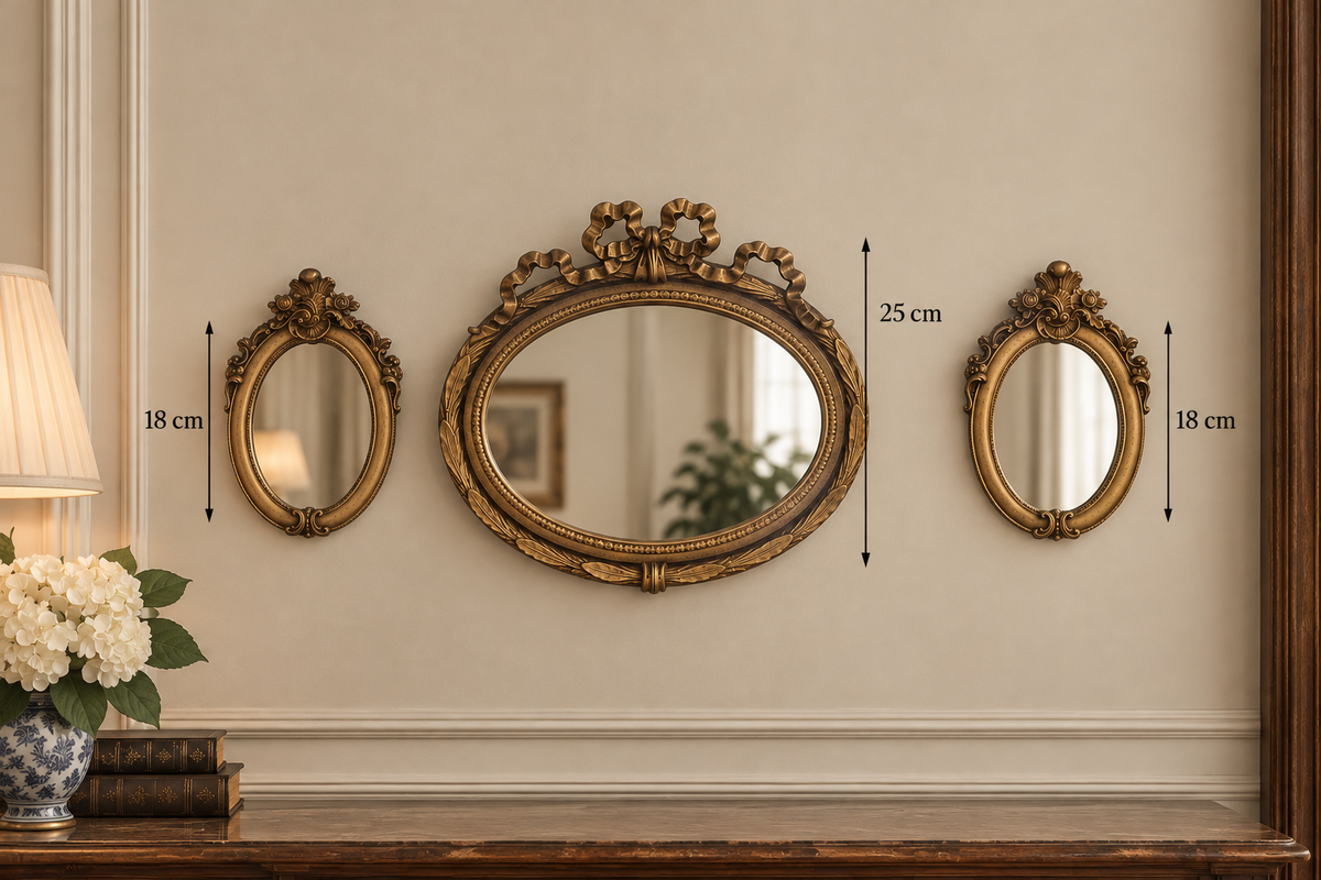 Vintage Gold Oval Resin Mirror Trio – Timeless Elegance - RT03