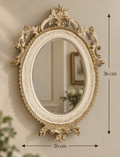 Ornate Ivory Oval Mirror – Baroque Style