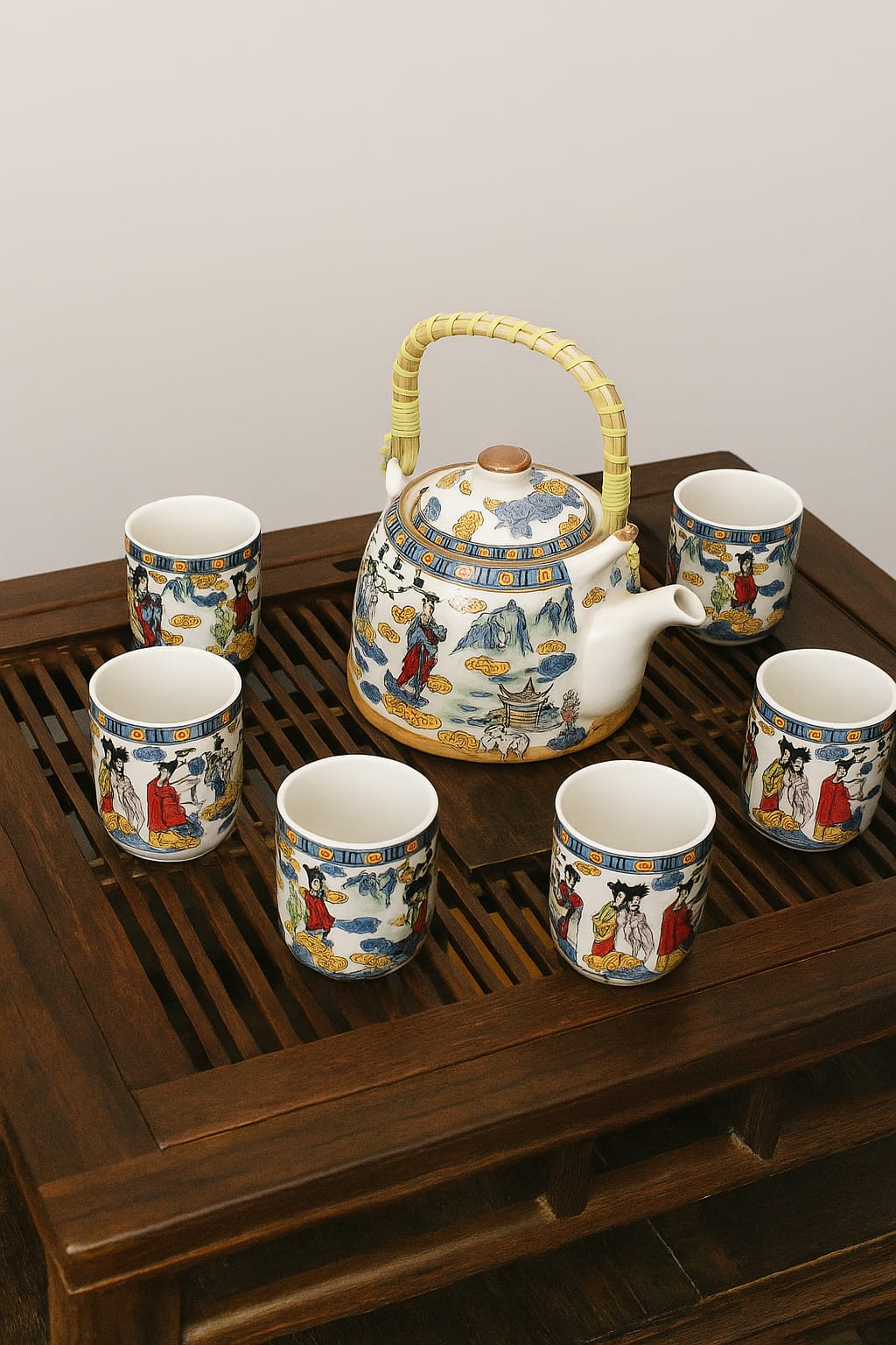 A charming traditional tea set
that brings the elegance of
hand-painted porcelain to your t...