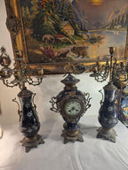 Antique Sèvres Garniture Set – Clock & Candelabra Pair