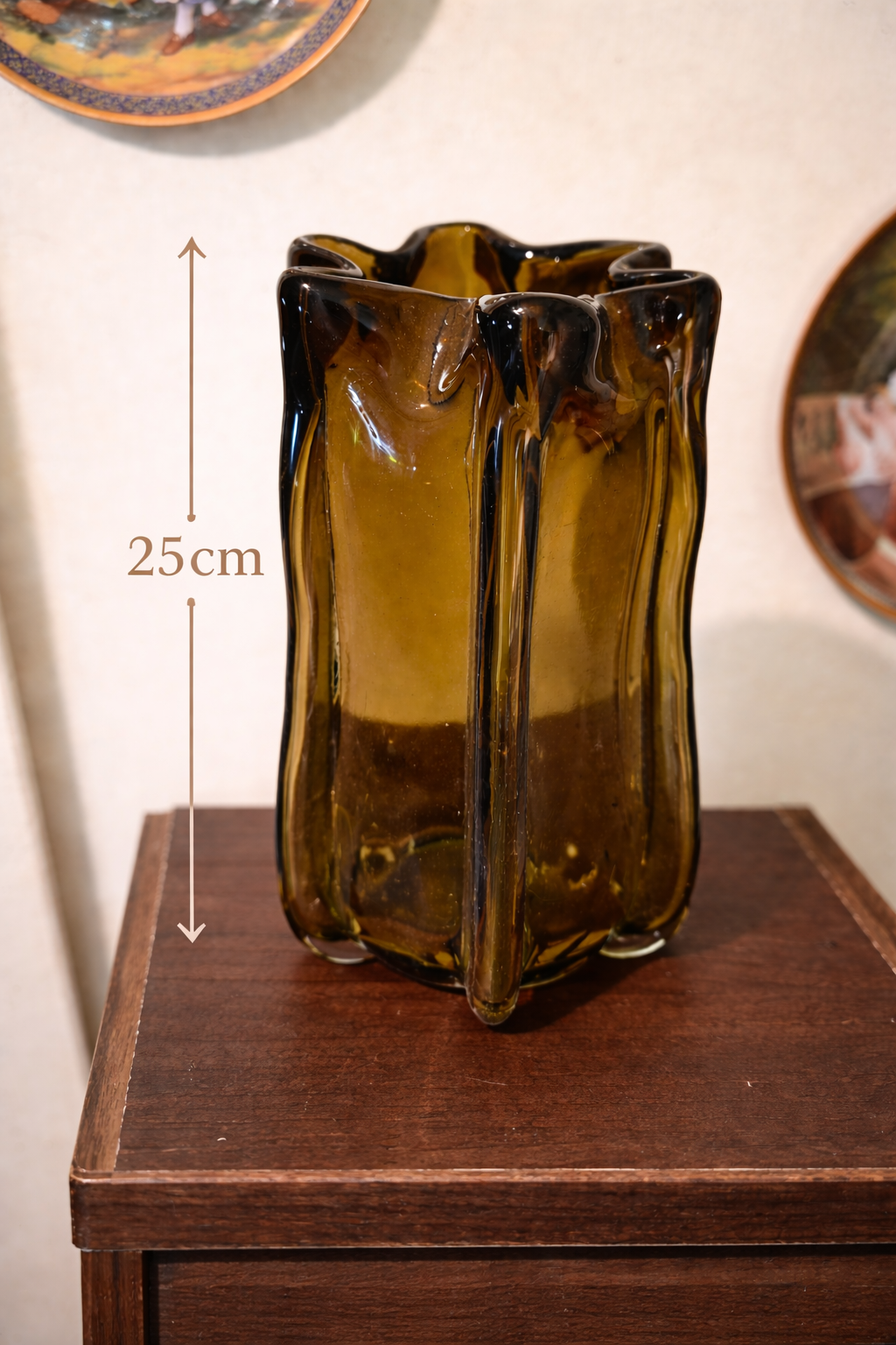 Vintage Amber Glass Vase – Sculpted Form