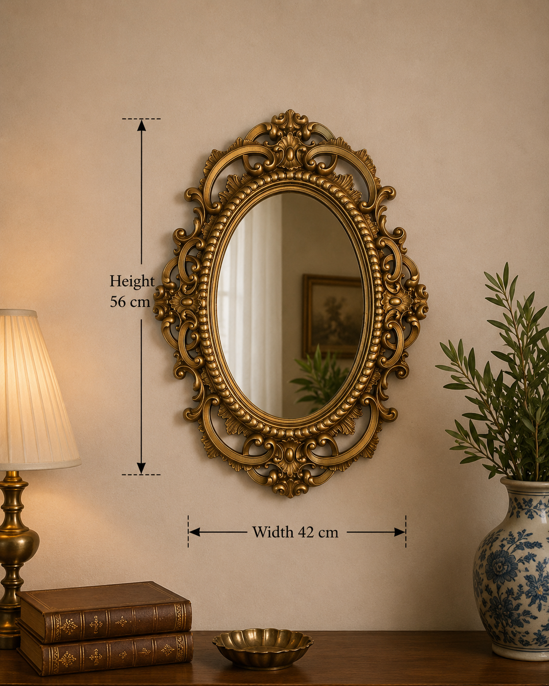 Ornate Antique Style Gold Oval Wall Mirror - Resin Frame

Promo