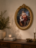 Romantic Garden Courtship Oval Wall Art in Ornate Gold Frame