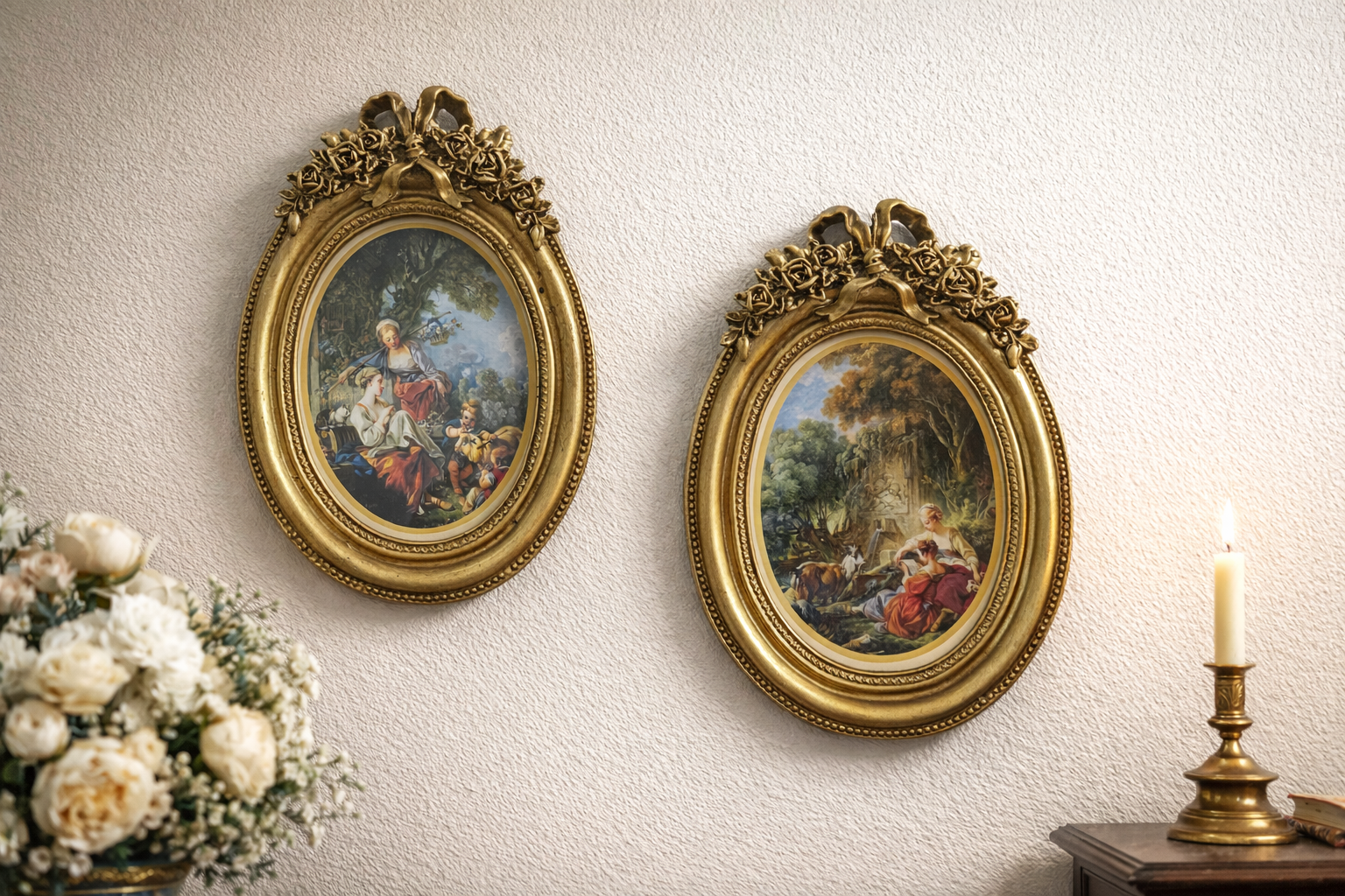 Vintage Rococo Oval Frame Set of 2