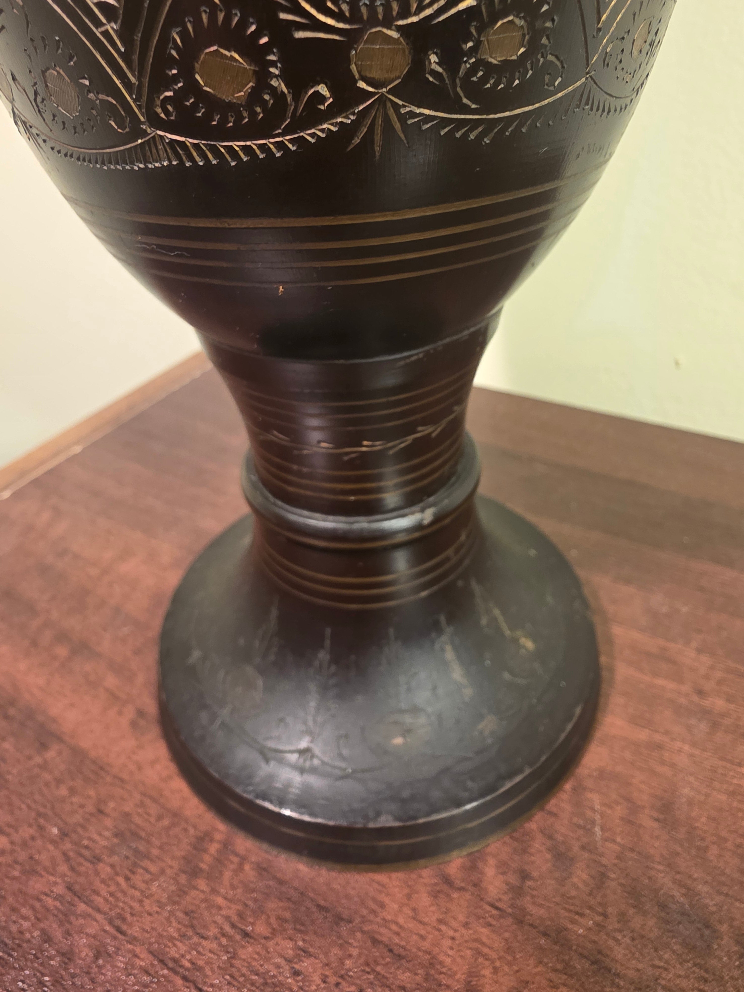 Hand-Engraved Antique Copper Vase