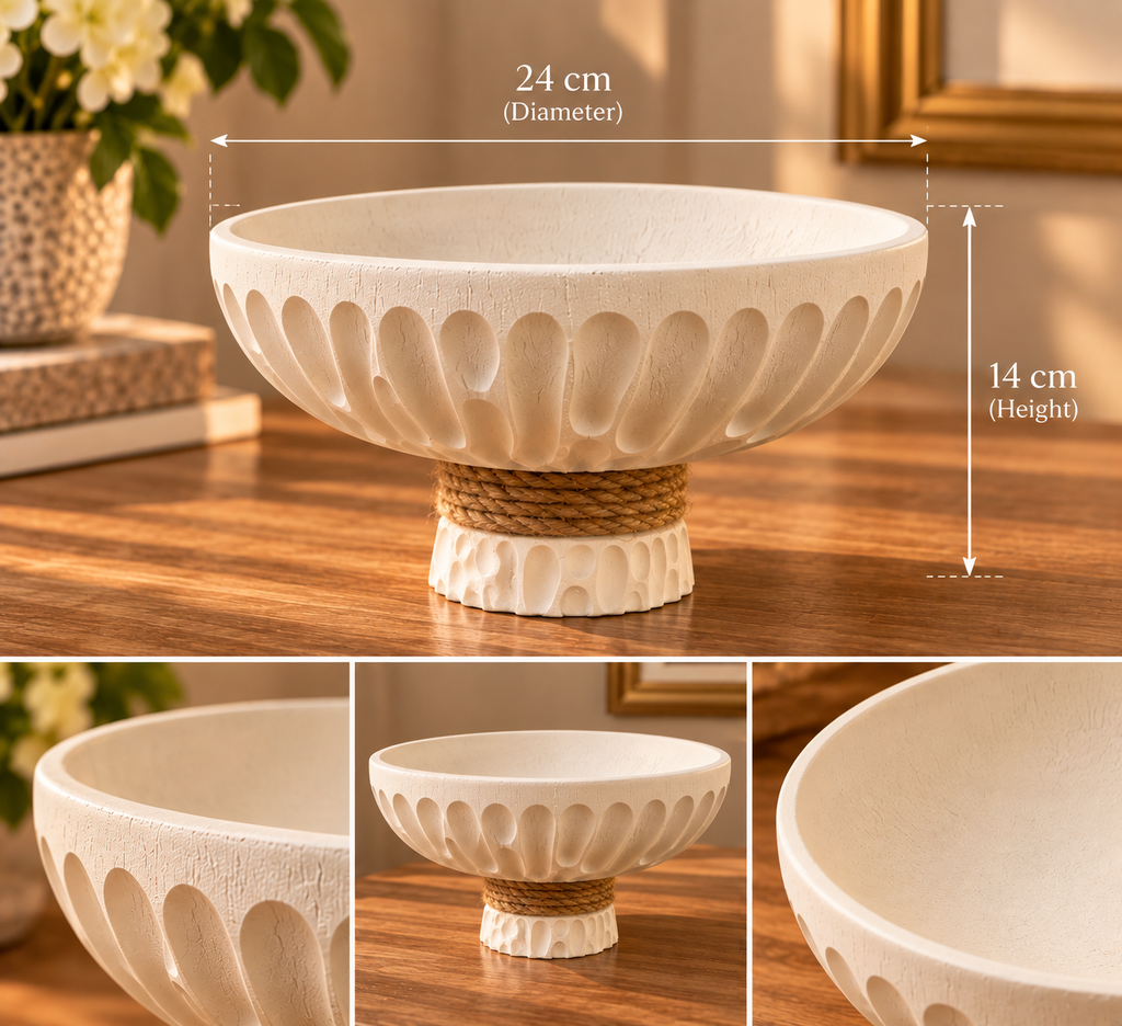 🤍 The Ivory Sculpted Pedestal Bowl