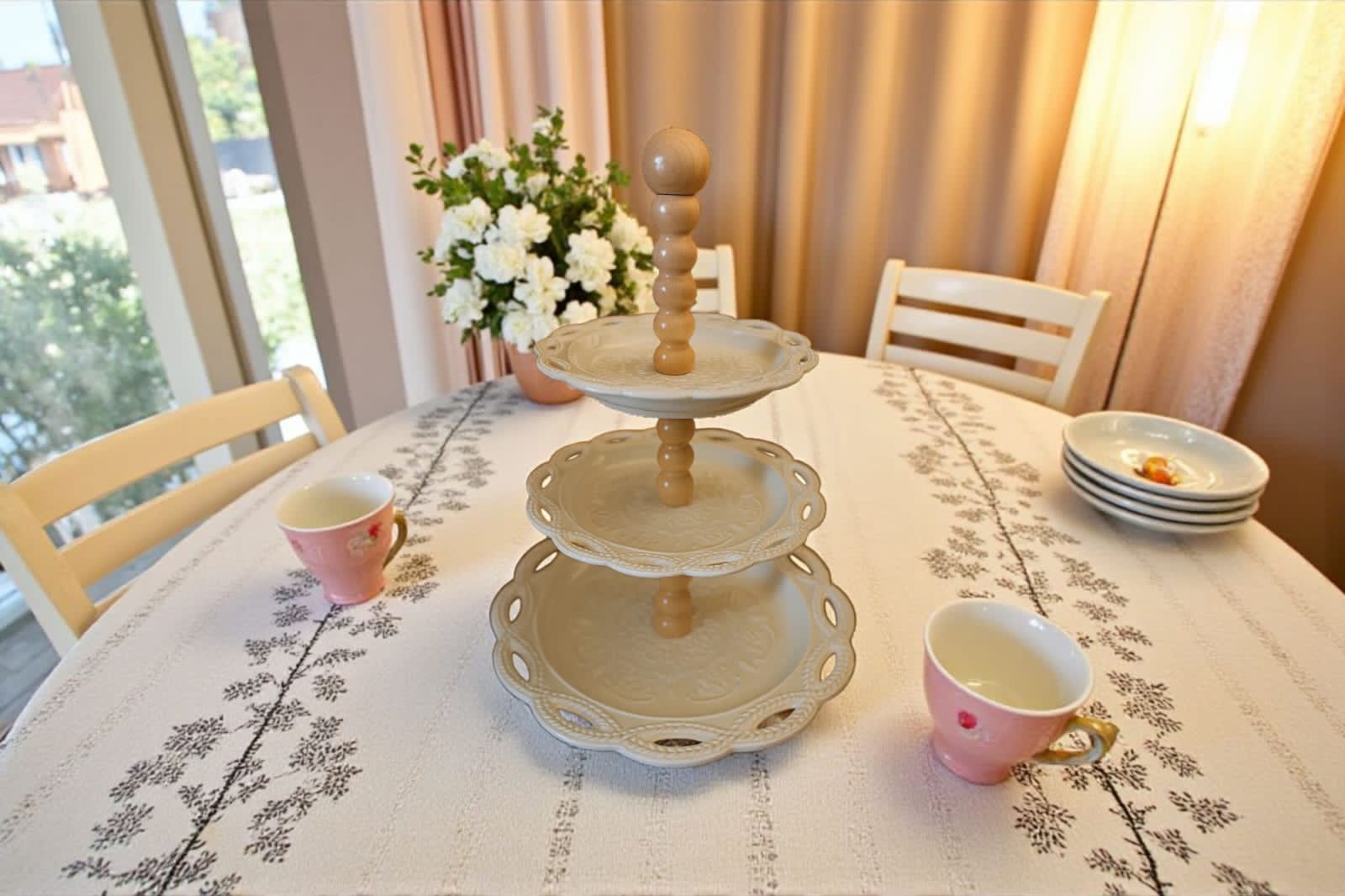 1 x 3-tier ceramic cake stand with
wood center post