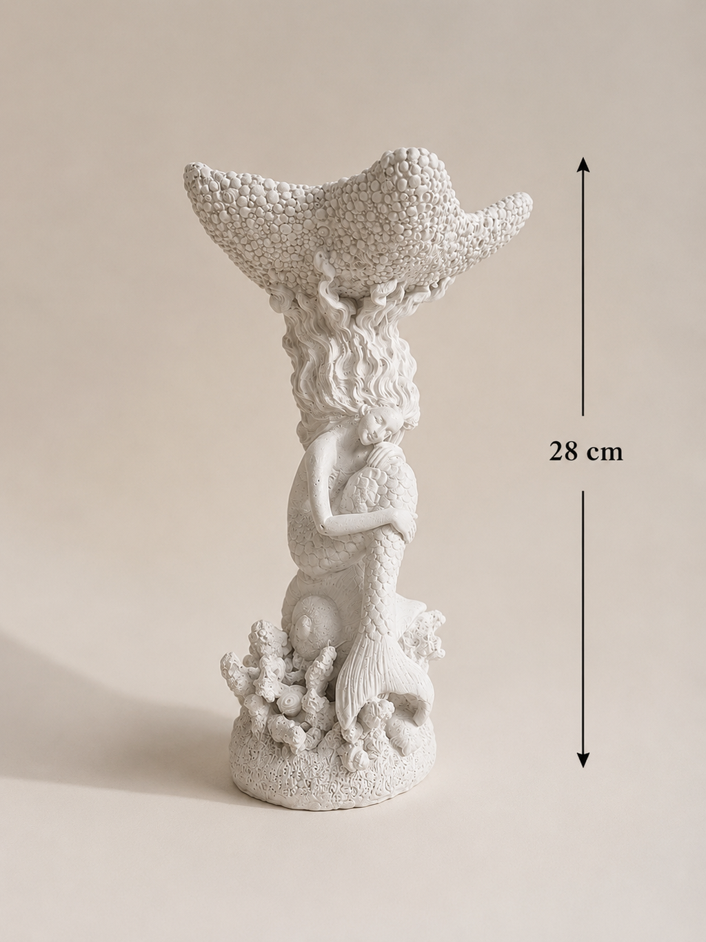 Coastal Mermaid Shell Bowl – White Resin Statement Décor