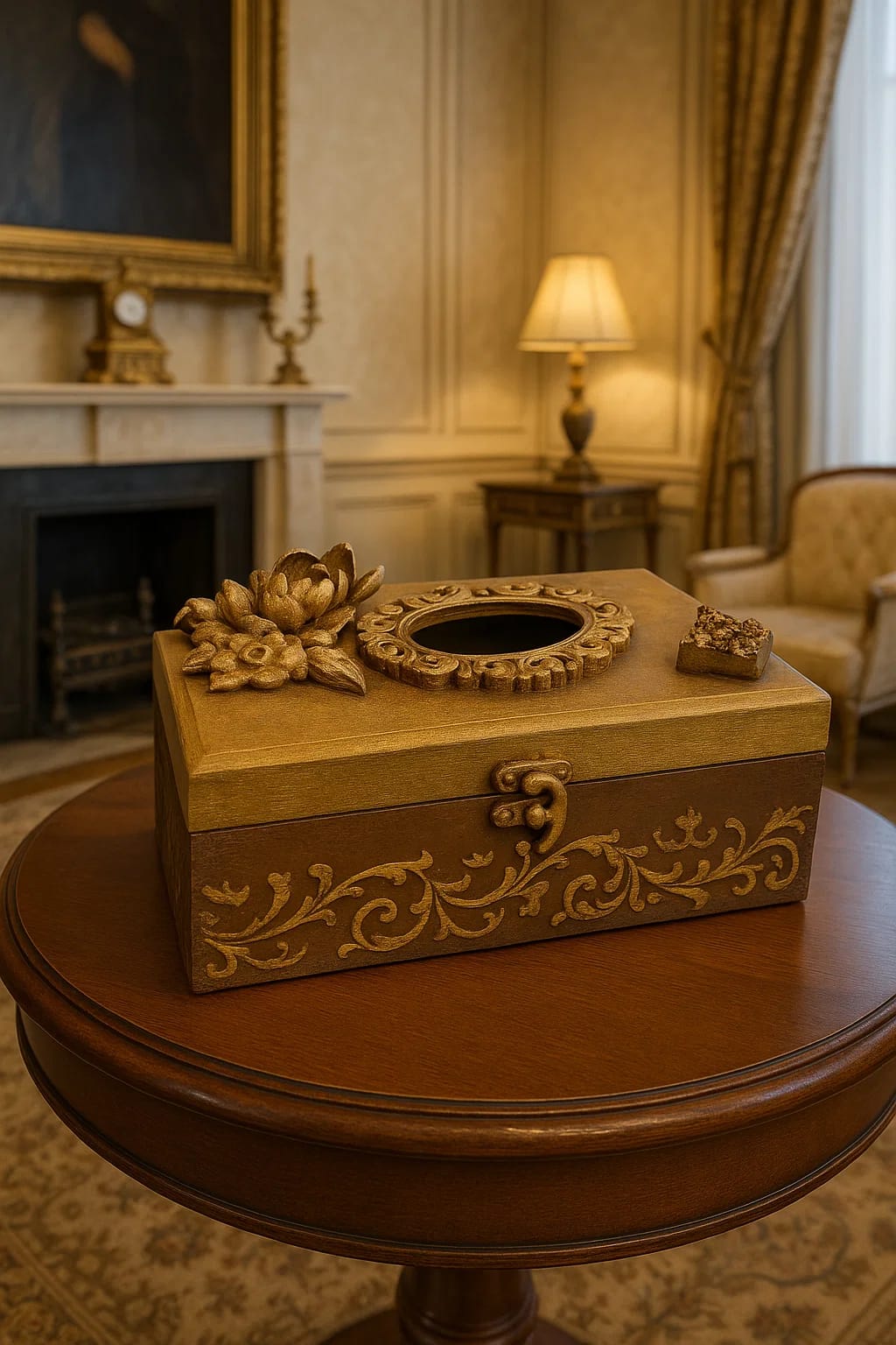 Vintage Ornate Wooden Tissue Box