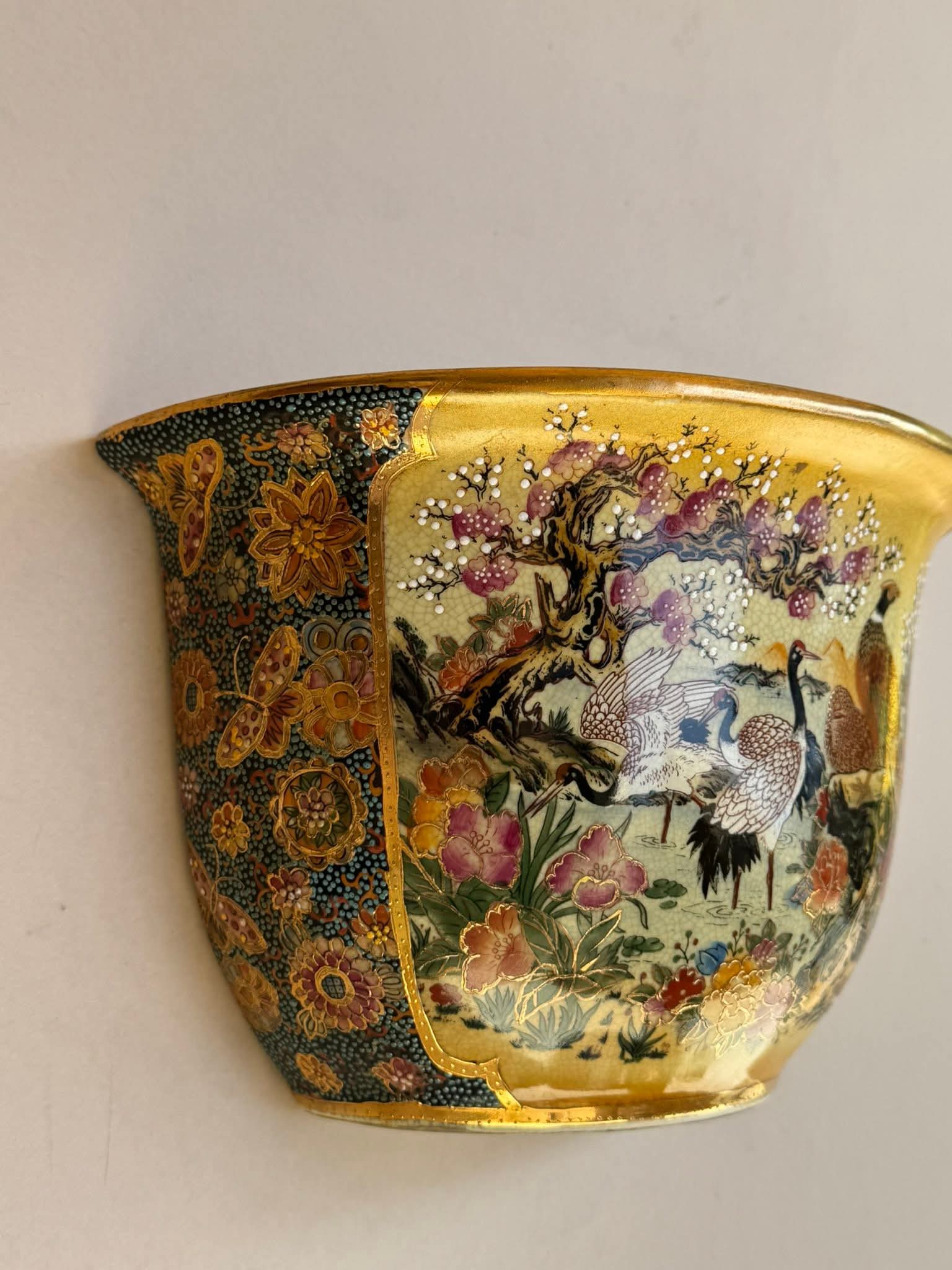 Royal Satsuma Hand-Painted wall pocket
