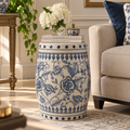 Chinoiserie Blue & White Ceramic Garden Stool / Accent Side Table