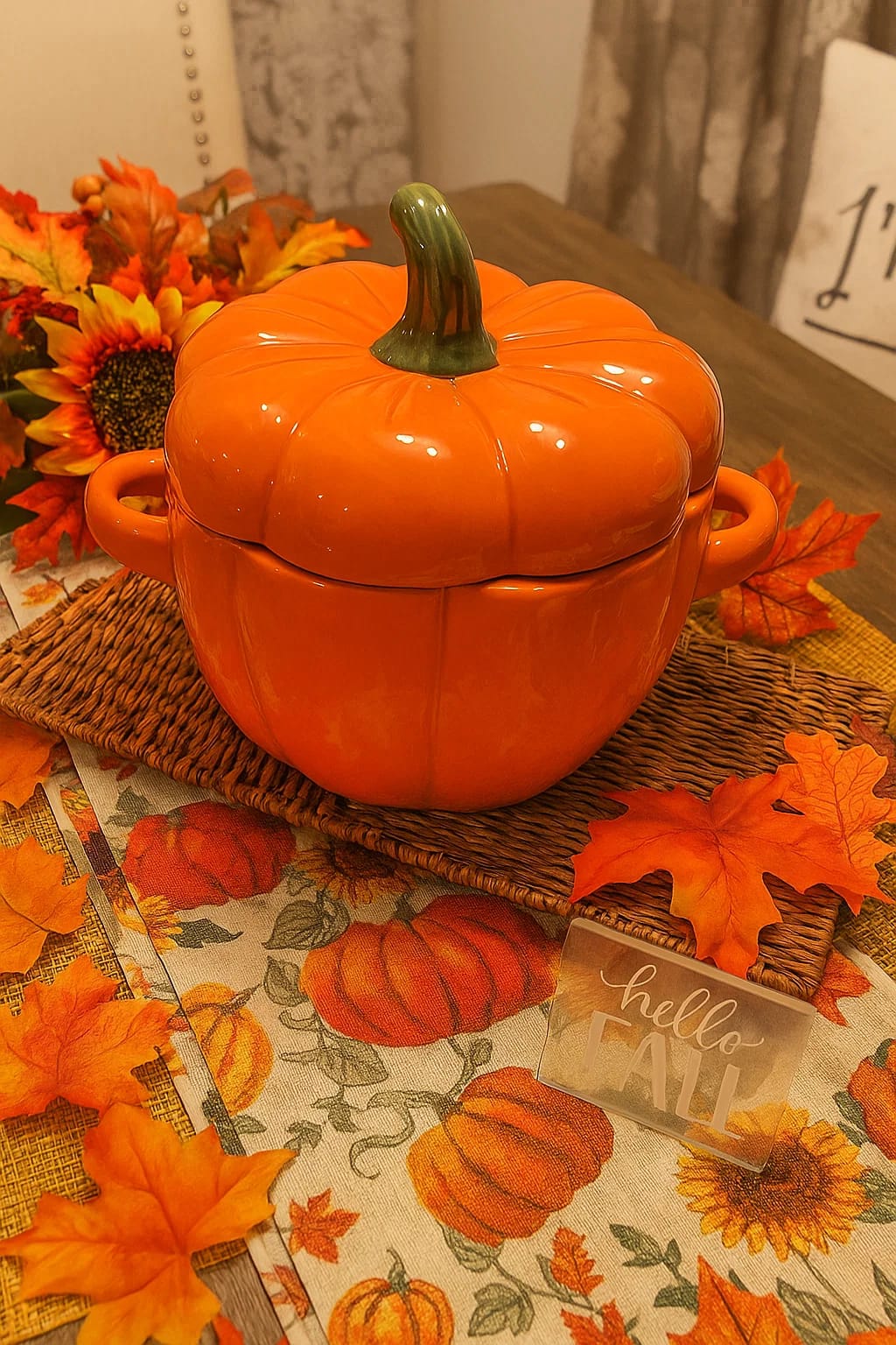 Pumpkin Ceramic Soup Cocotte with Lid