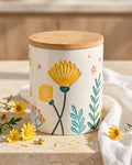 Imported Floral Ceramic Canister with Wooden Lid – 550 ml 🌼🌿 - Home Center UAE