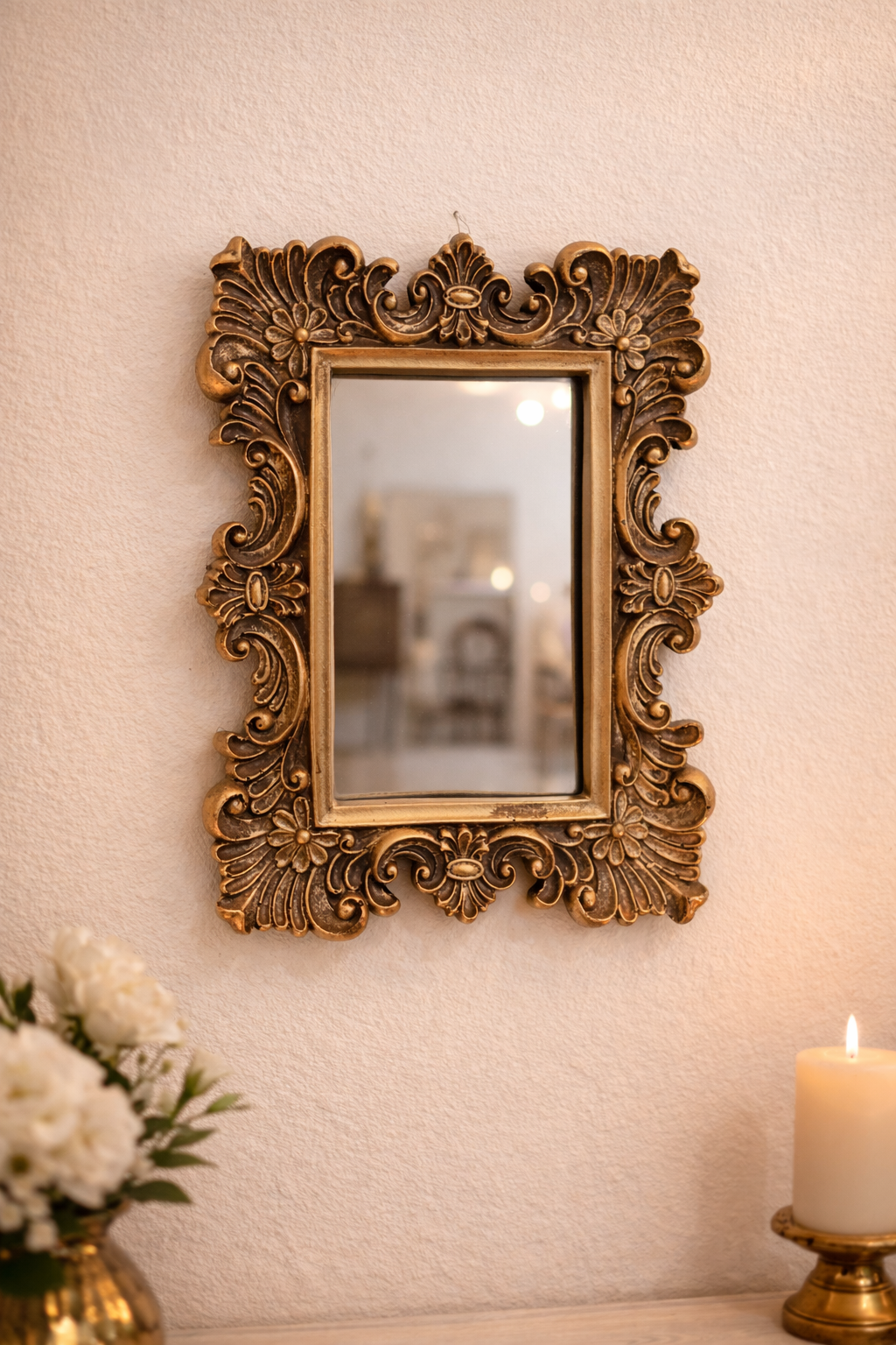 Ornate Vintage Floral Gilded Wall Mirror