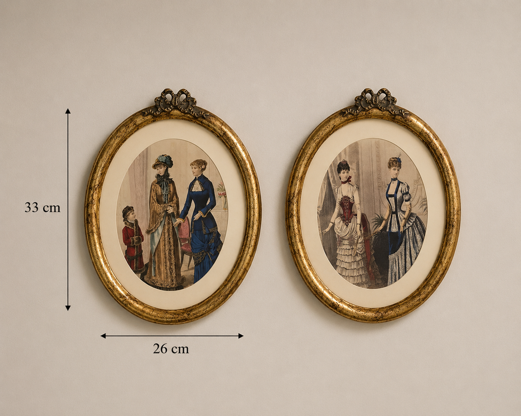 Victorian Elegance in Gilded Oval Frames