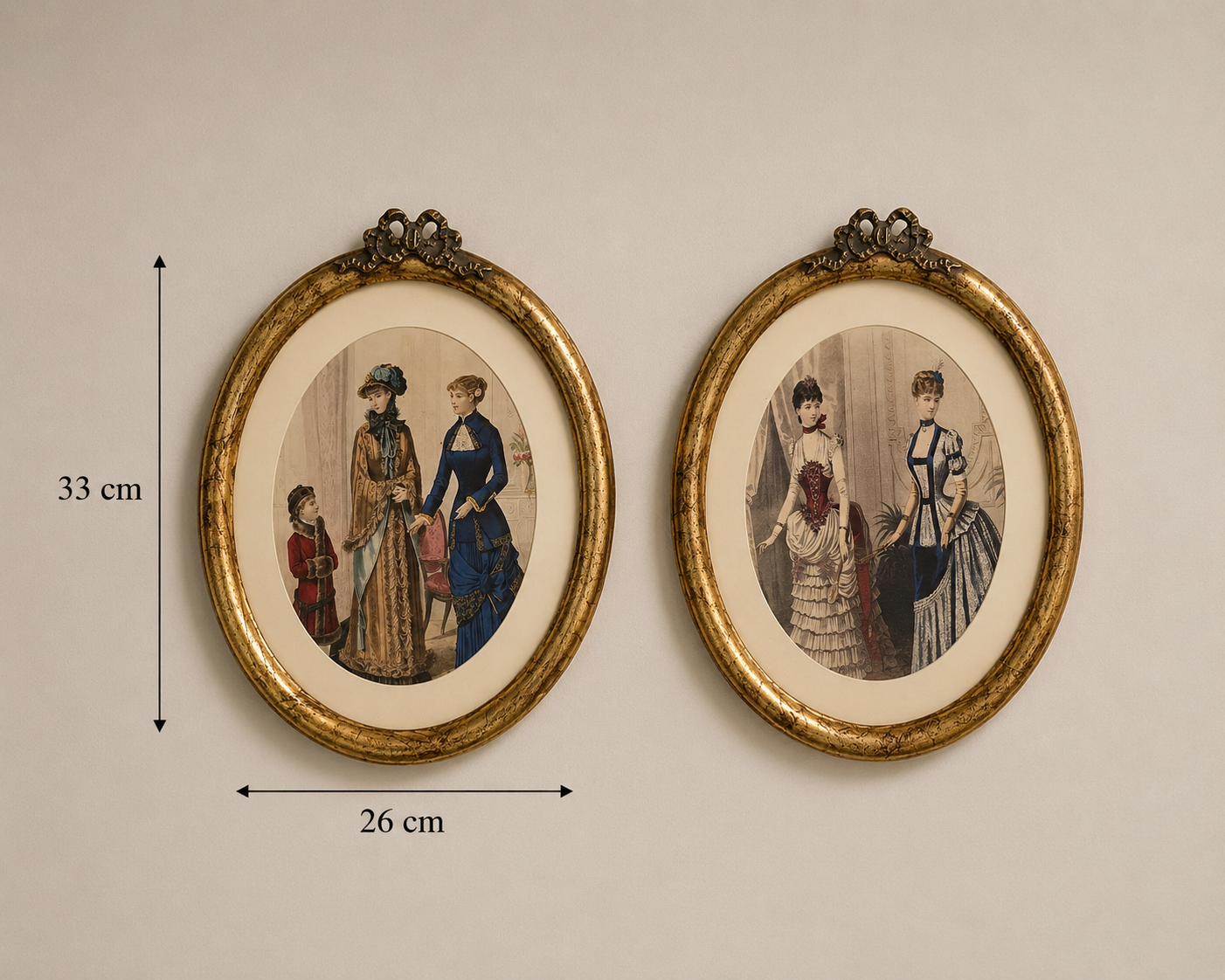 Victorian Elegance in Gilded Oval Frames
