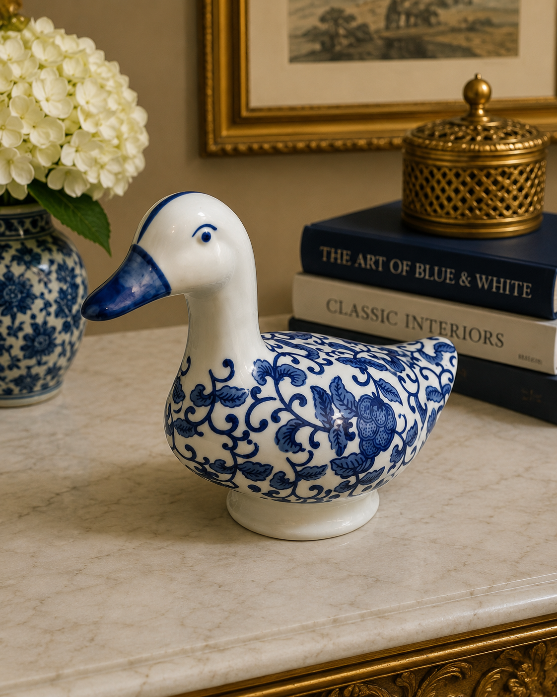 Bleu Blanc Decorative Duck