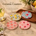 🍋🍉 Summer Fruit Ceramic Coasters – Set of 4