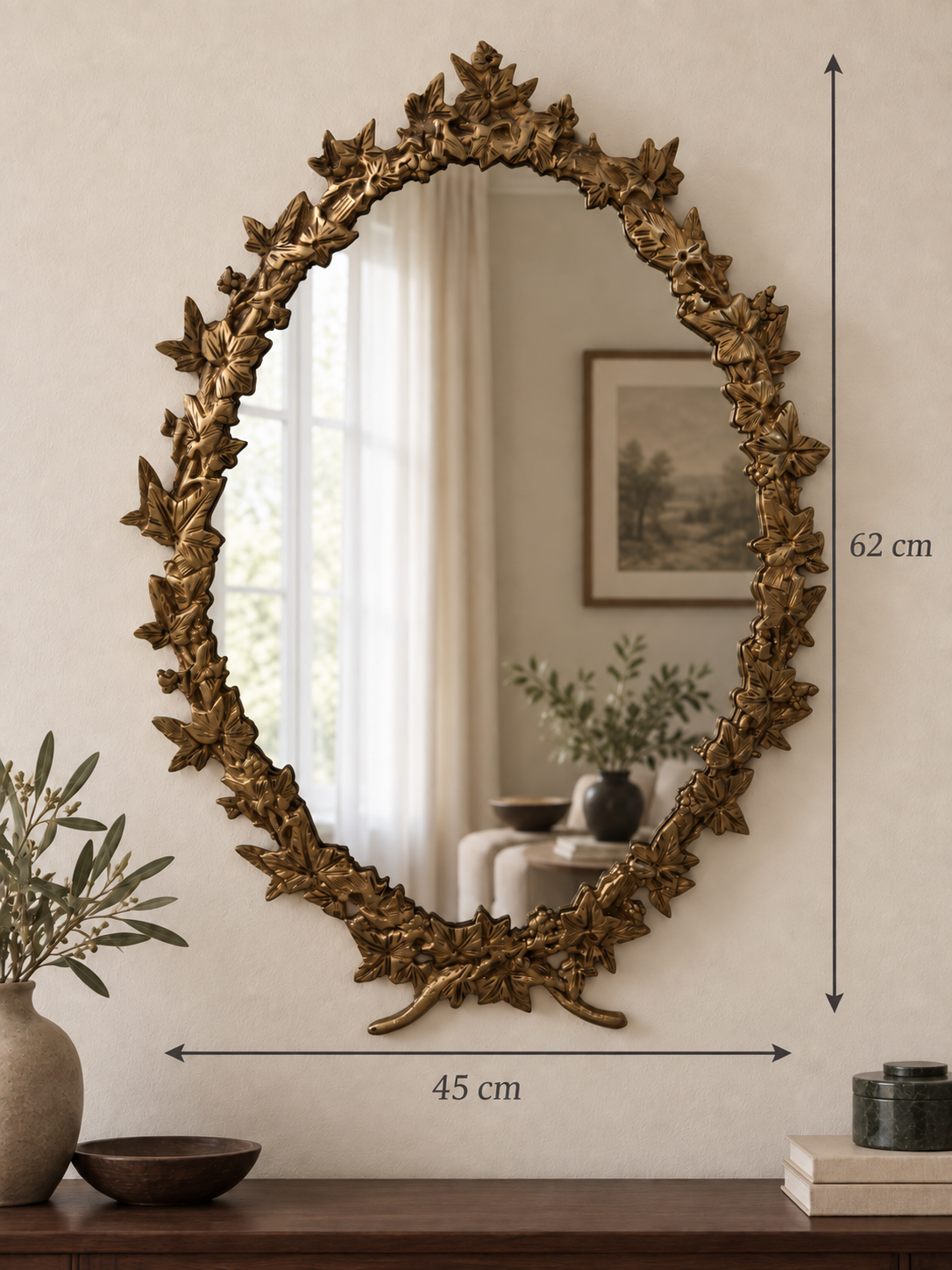 Vintage Gold Ivy Leaf copper Wall Mirror