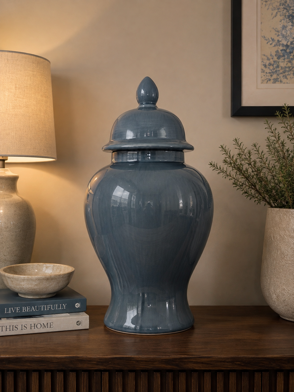 Slate Blue Ceramic Ginger Jar