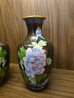 Floral Cloisonné Vase Duo