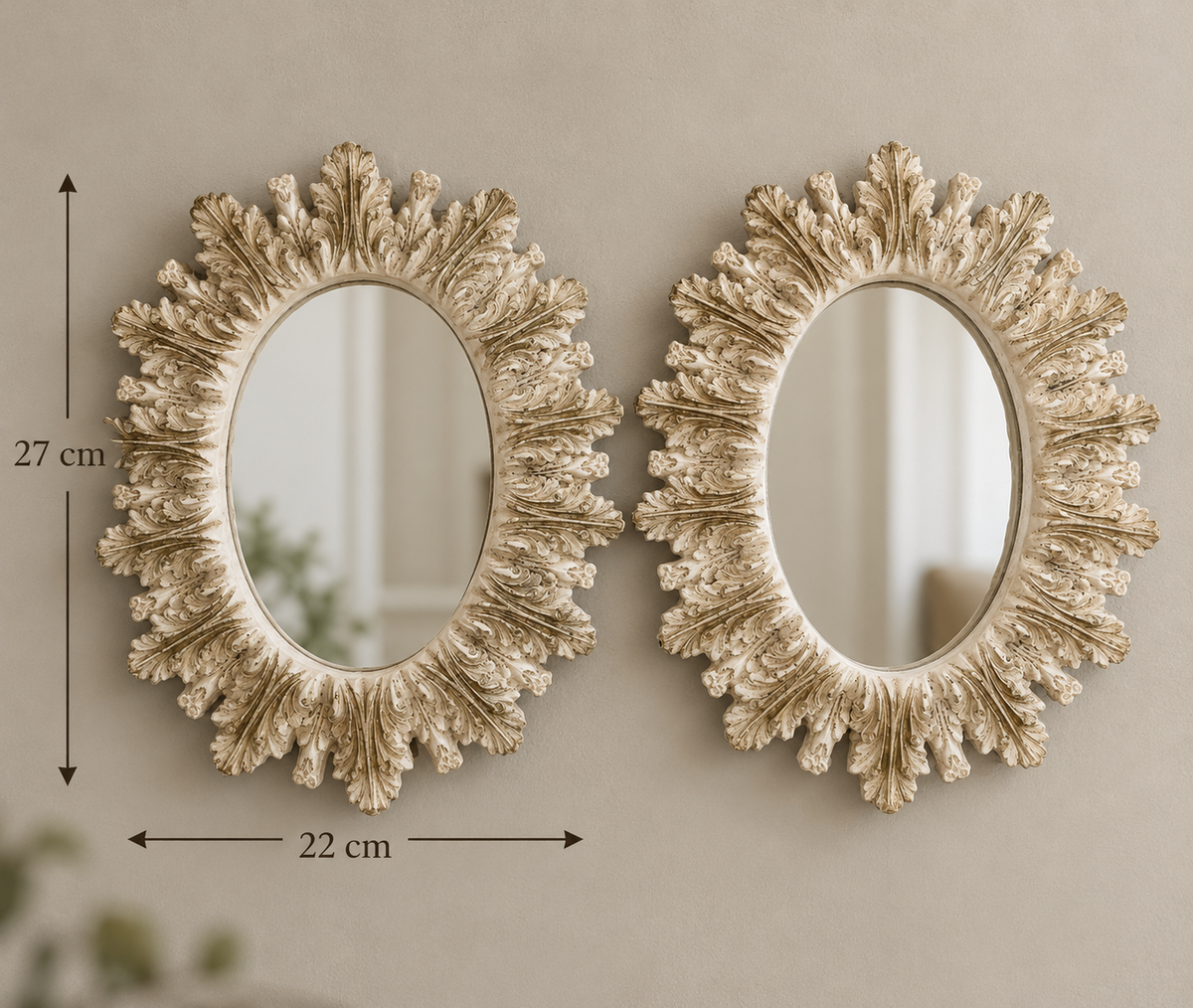Dusty Ivory Acanthus Leaf Mirrors – Pair