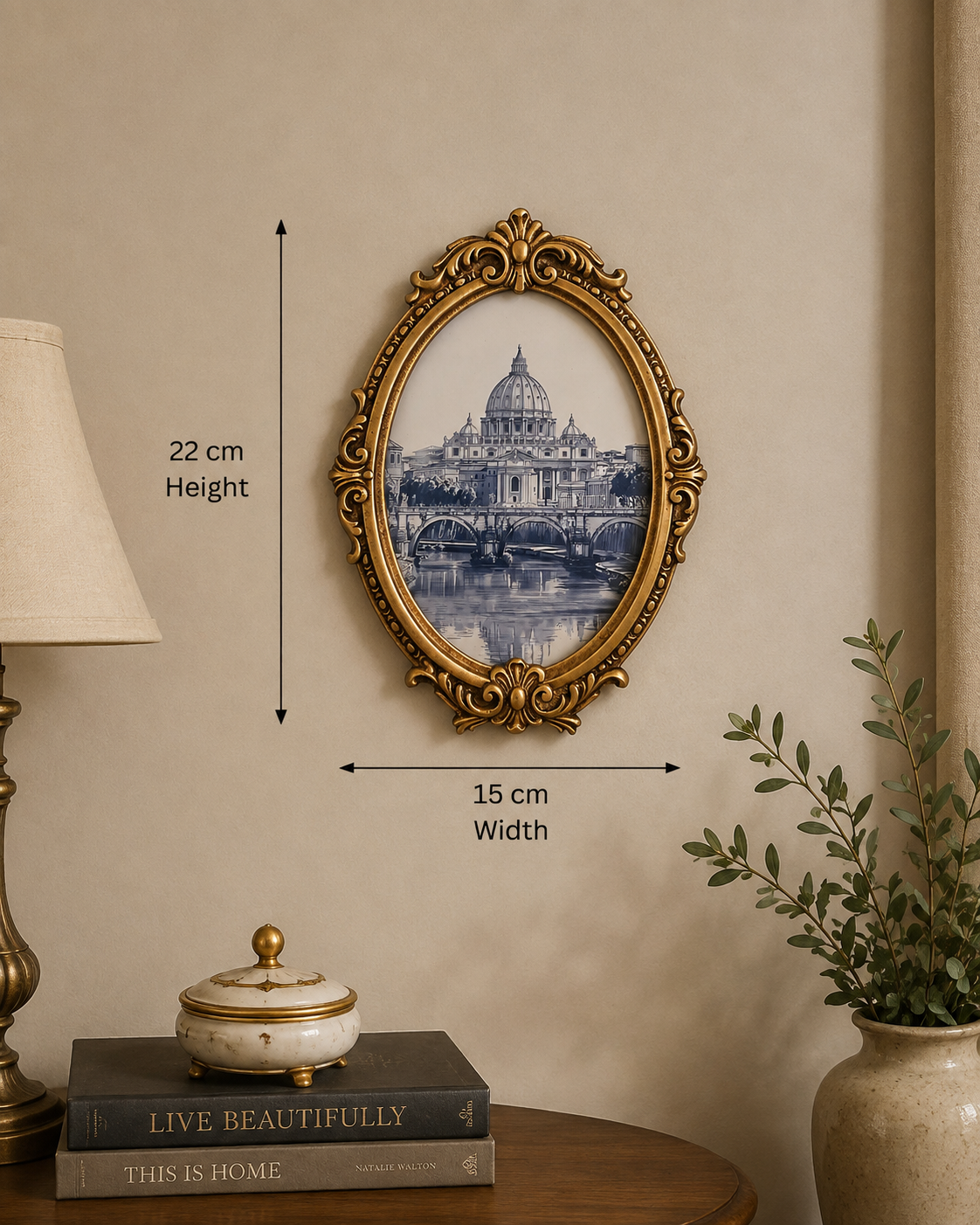 Vintage Ornate Copper Frame with Architectural Print