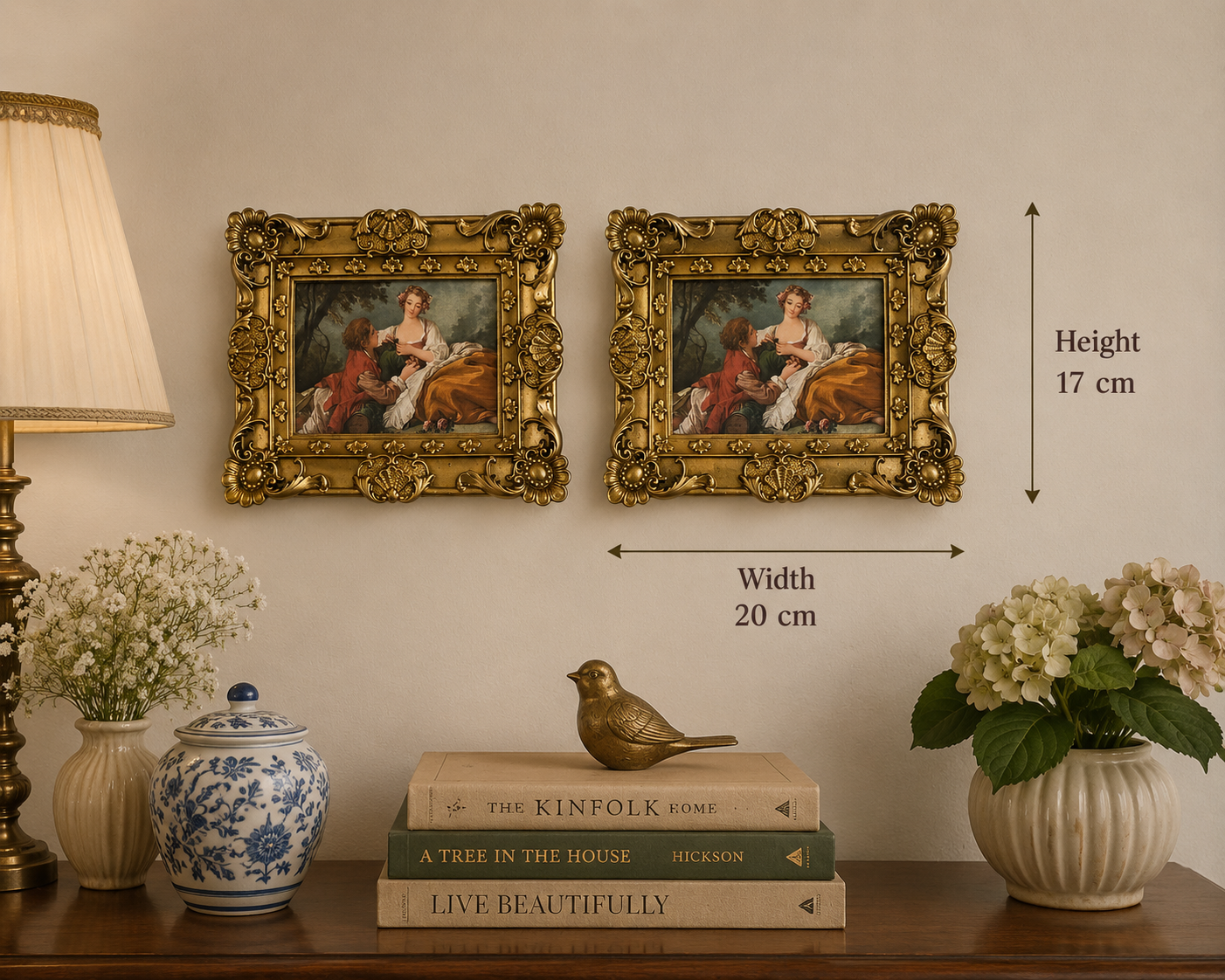 Vintage Romantic Art Frame Pair