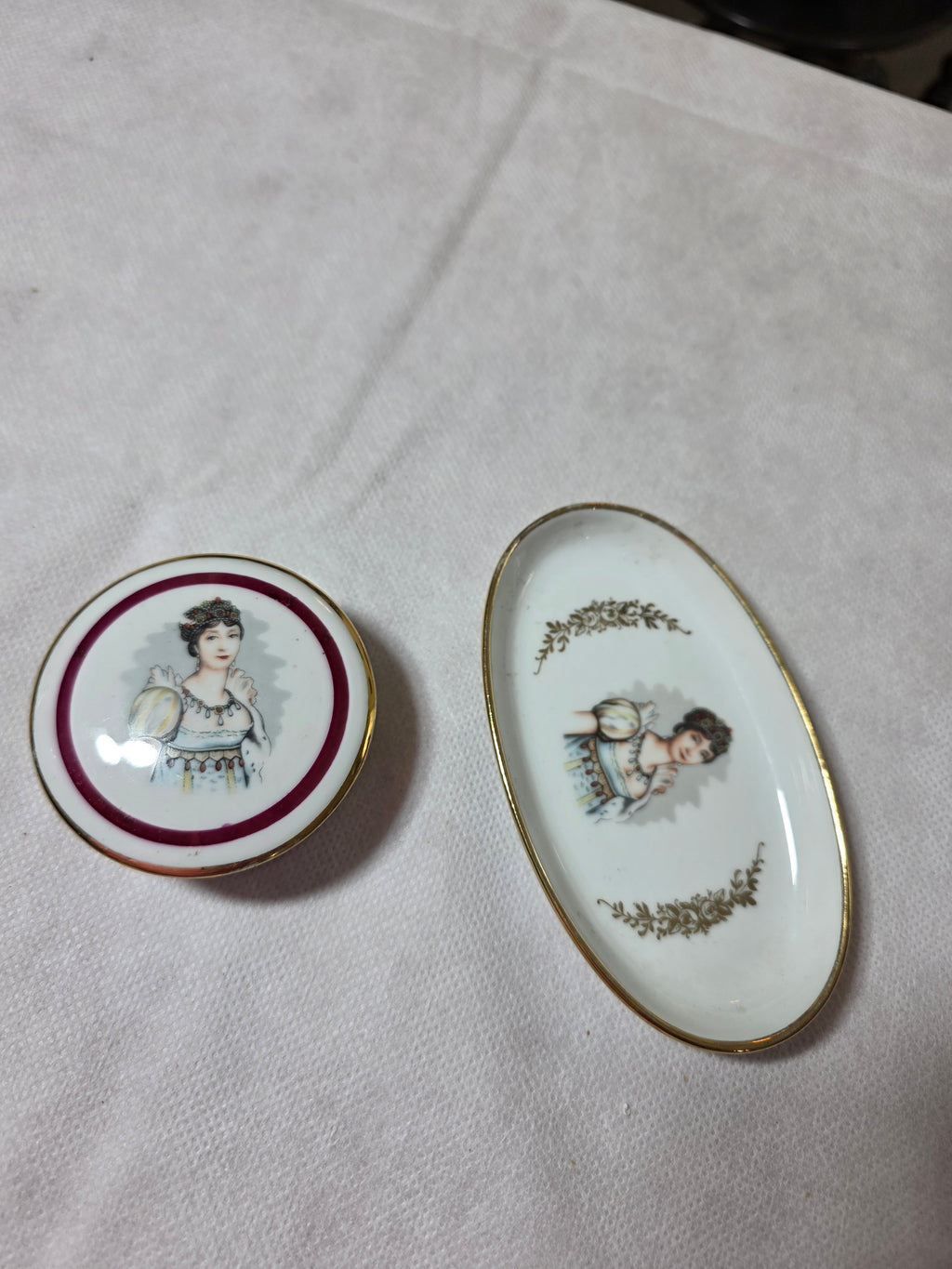 Rare limoges Josephine petite tinket box and plate set