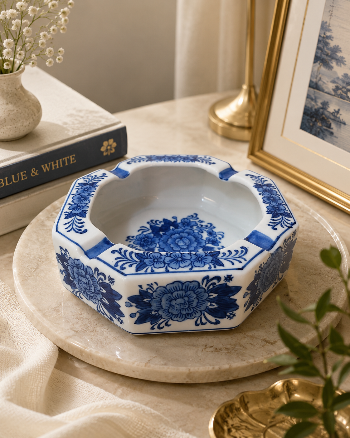 Bleu Blanc Big Porcelain Ashtray