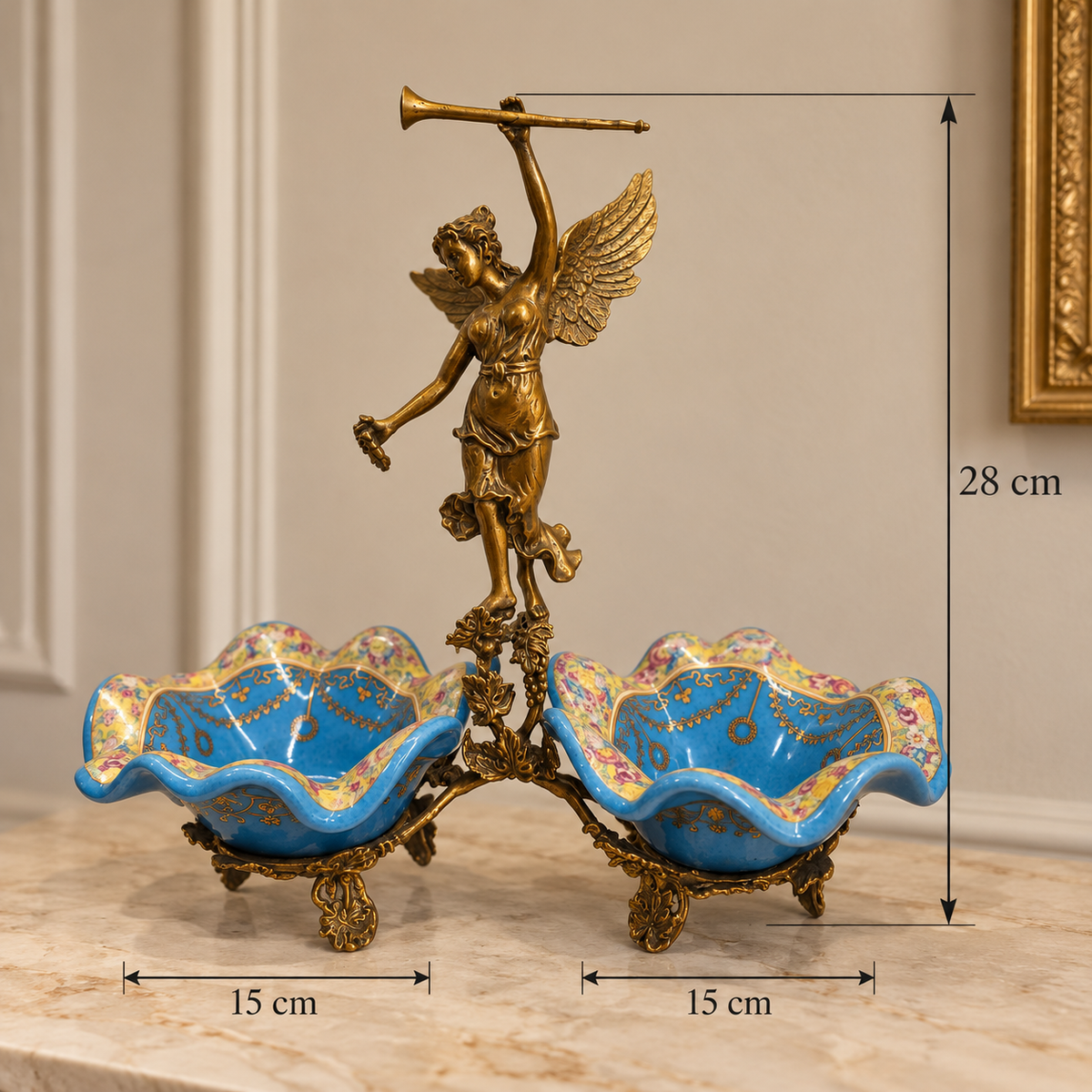 Sèvres Château Paris – Winged Angel Double Porcelain Bowl Centerpiece
