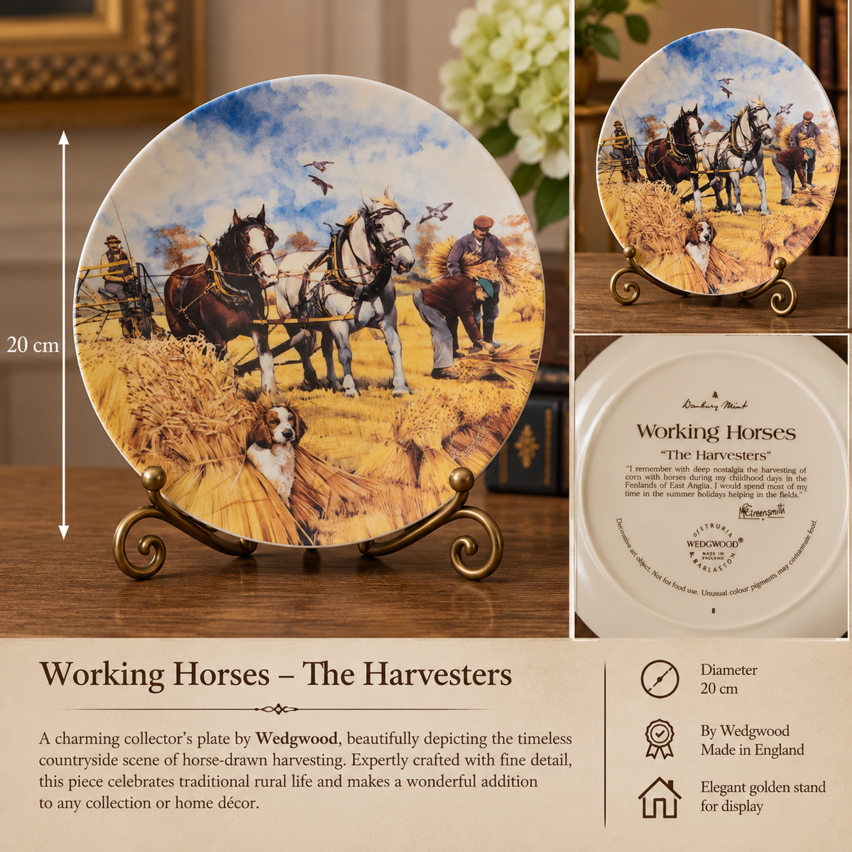 🌾 Vintage Wedgwood "The Harvesters" Collector Plate - 20 cm