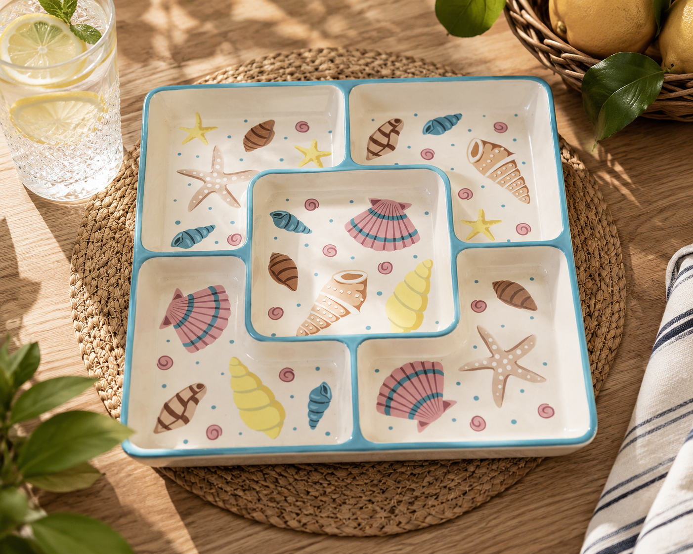 🐚 Coastal Divided Serving Platter