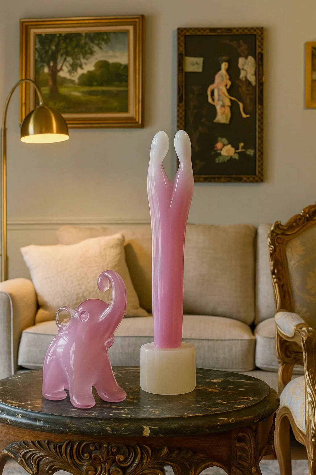 Murano Art Glass Sculptures — Pink Opaline