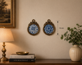 Vintage Copper Bleu Blanc Wall Plaque Set