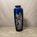 Japanese Hand-Painted Vase — Cobalt Cranes