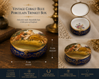 Vintage Cobalt Blue Porcelain Trinket Box – François Boucher Rococo Scene No. 9260