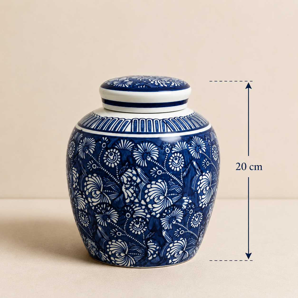 Bleu Blanc Floral Ginger Jar