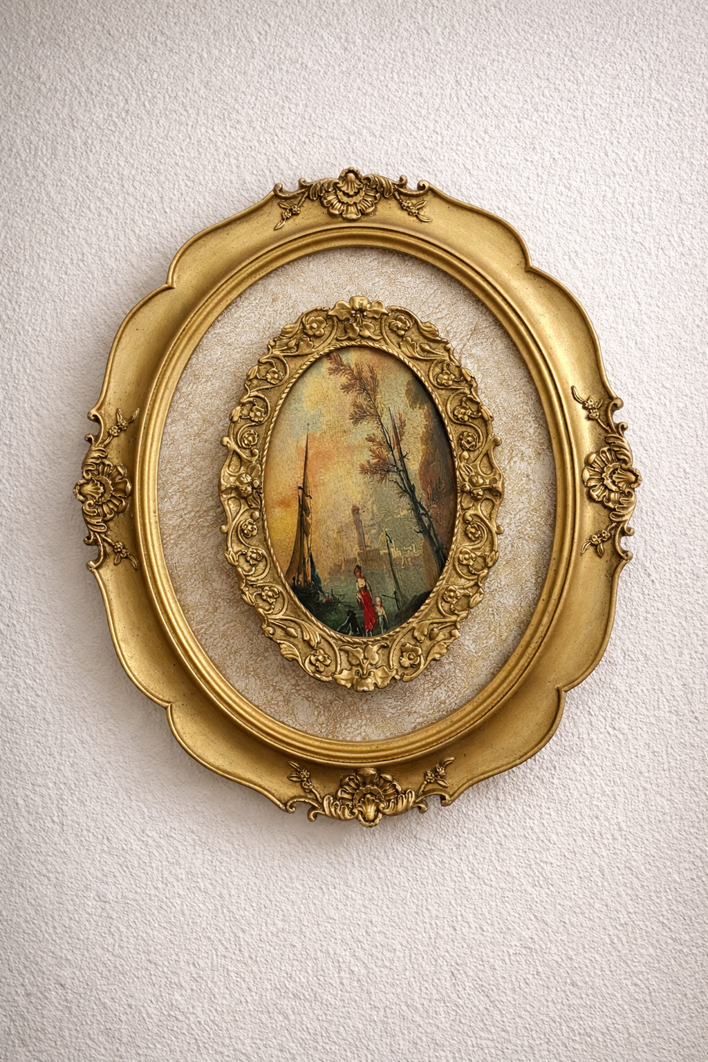 Oval Gilded Oval Wall Frame with Landscape print