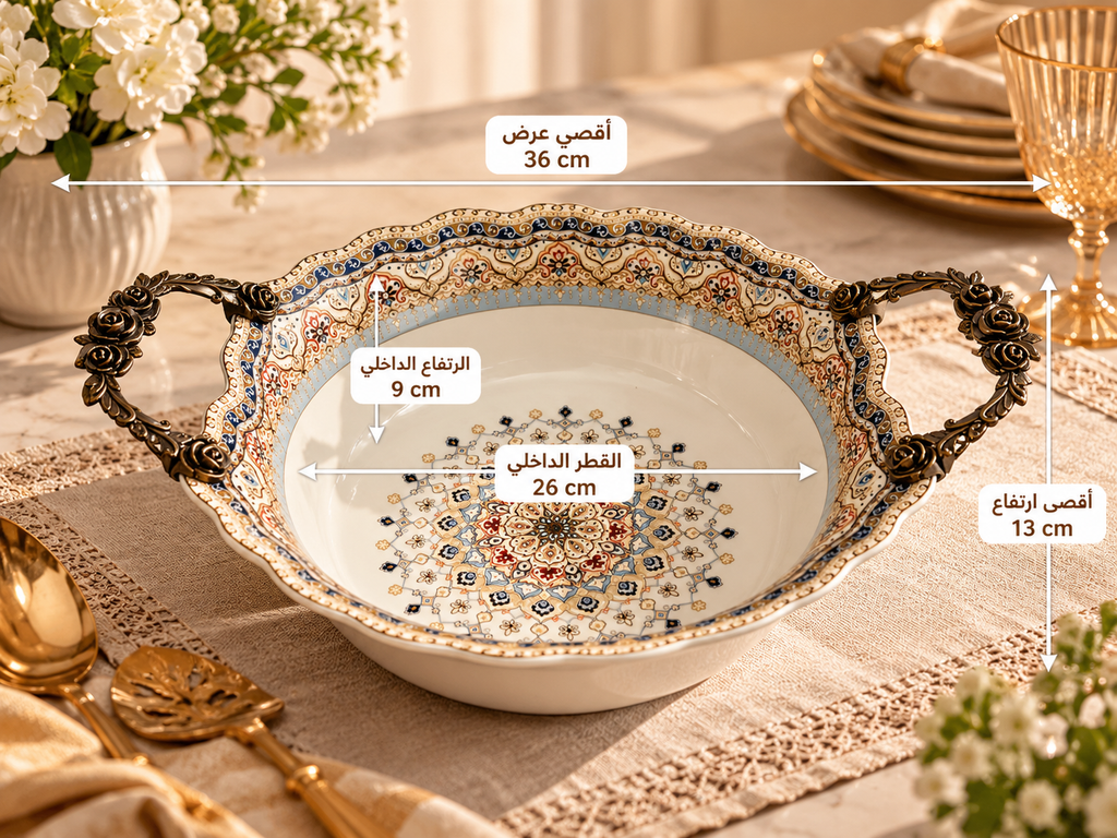 The Imperial Royale – Ornate Porcelain Serving Bowl with Sculpted Rose Handles