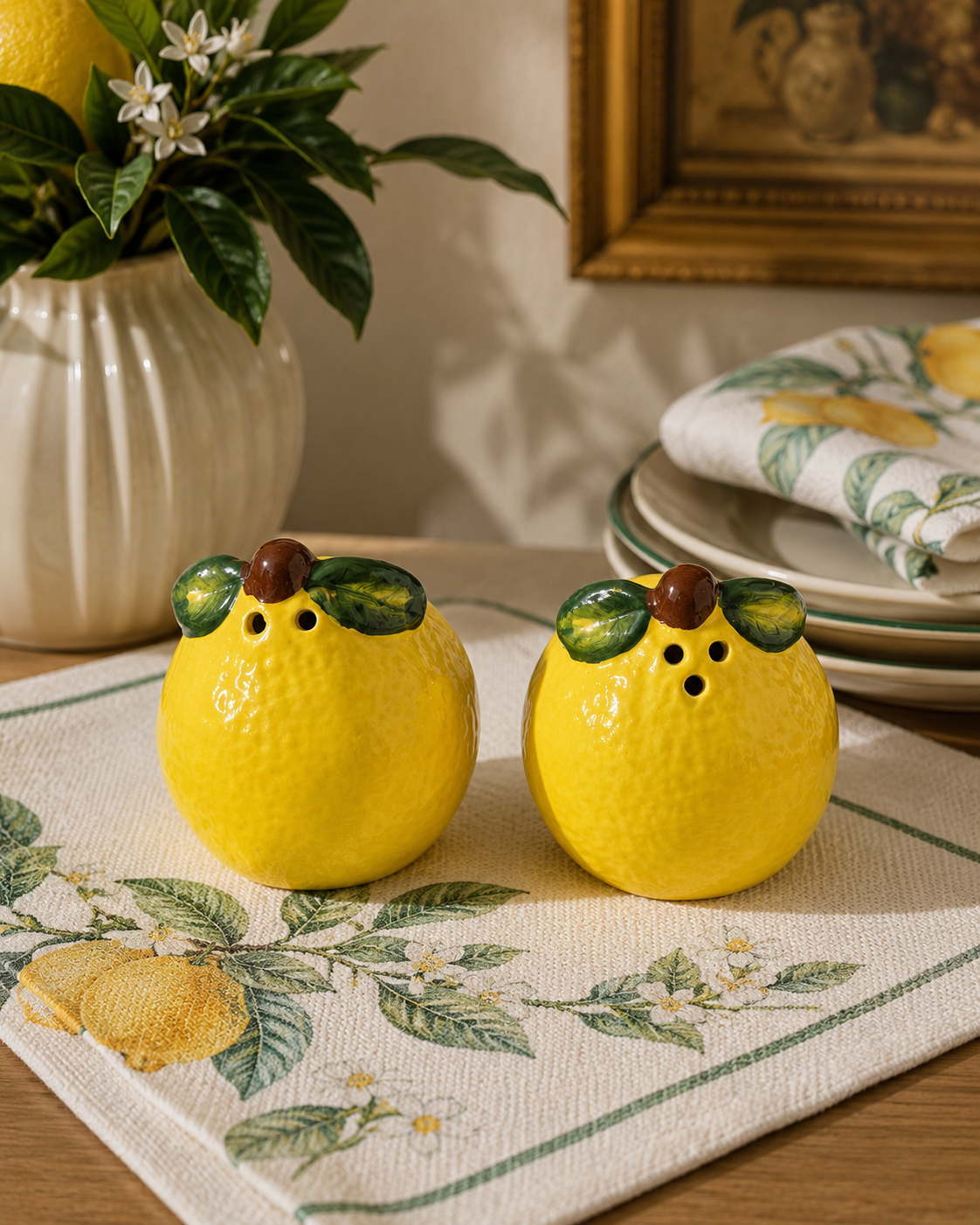 Lemon salt & pepper shakers