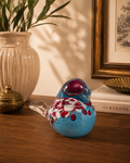 🐦 Murano Glass Bird – Sky Blue & Burgundy