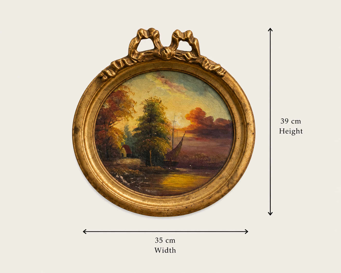 Vintage Gilded Round Landscape Wall Art