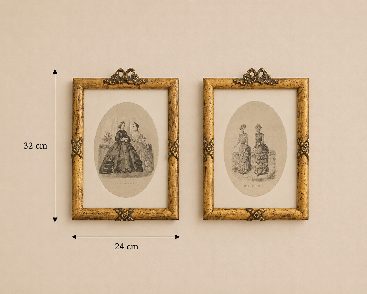 Antique Style Fashion Gravure Wall Art Set
